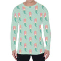 Cute Mermaid Pattern Print Men's Long Sleeve T-Shirt