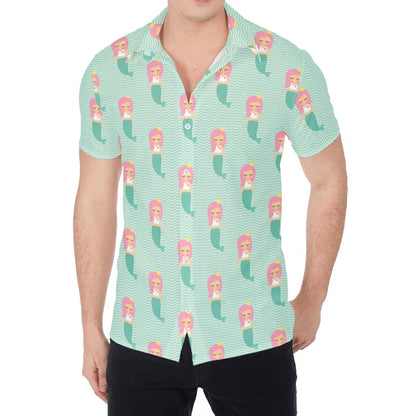 Cute Mermaid Pattern Print Men's Shirt