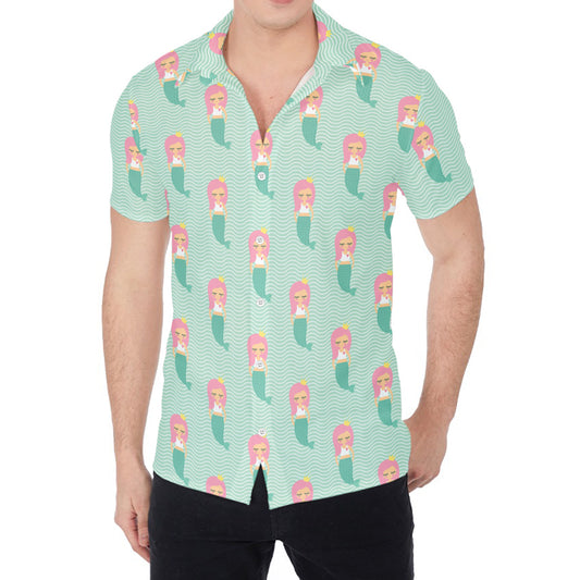 Cute Mermaid Pattern Print Men's Shirt