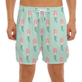 Cute Mermaid Pattern Print Men's Split Running Shorts