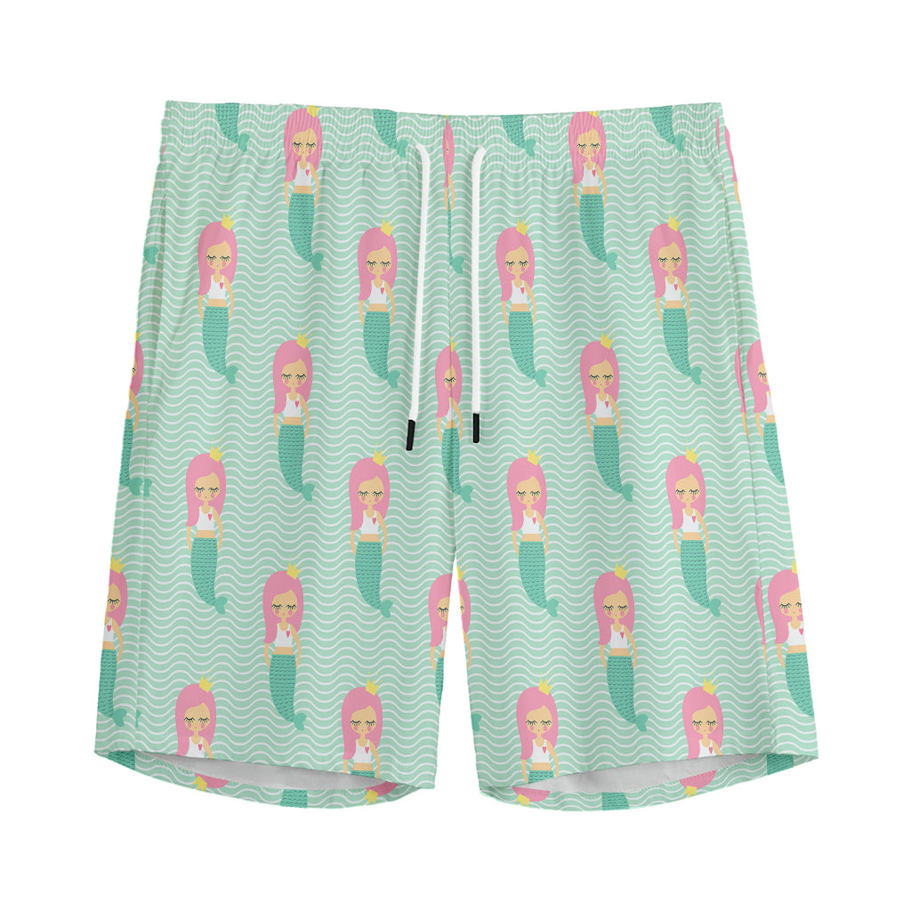 Cute Mermaid Pattern Print Men's Sports Shorts