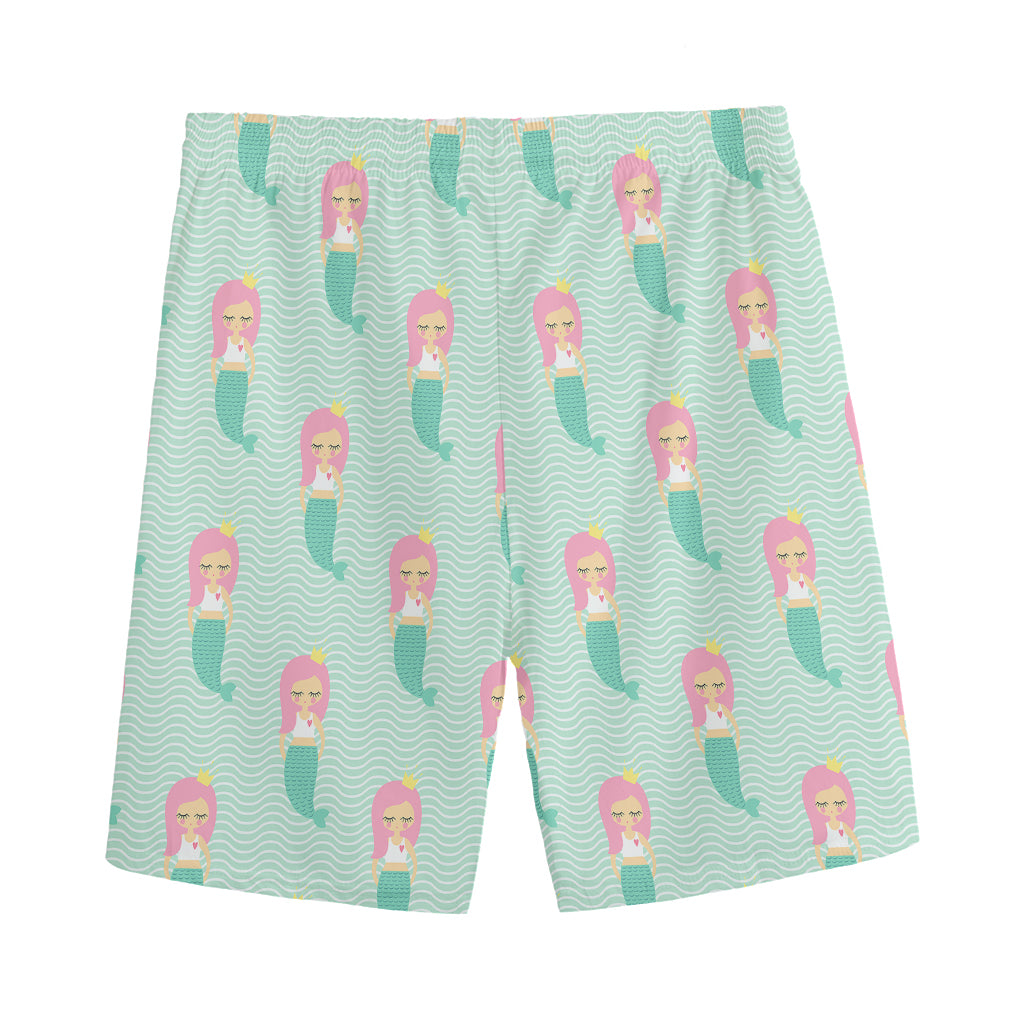 Cute Mermaid Pattern Print Men's Sports Shorts