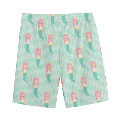 Cute Mermaid Pattern Print Men's Sports Shorts