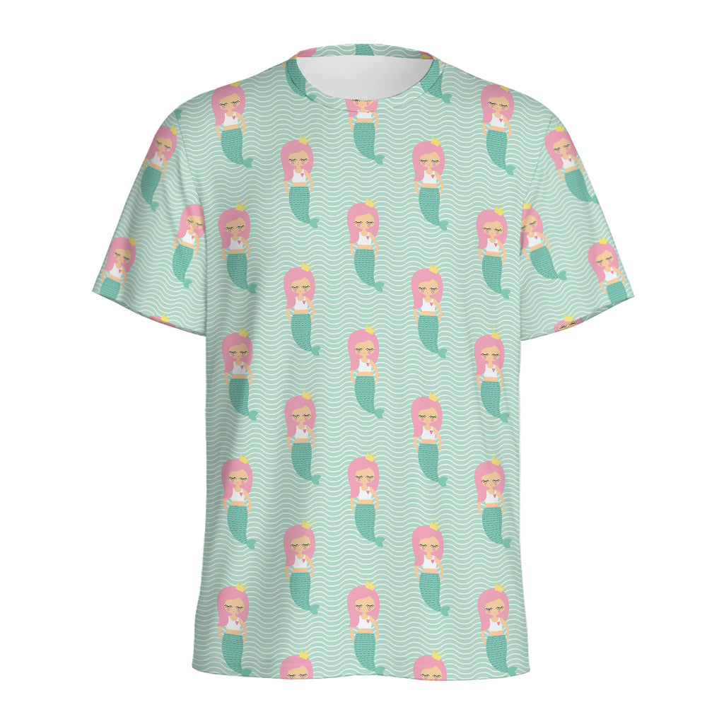 Cute Mermaid Pattern Print Men's Sports T-Shirt