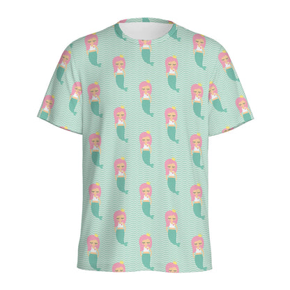 Cute Mermaid Pattern Print Men's Sports T-Shirt