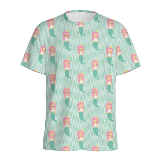 Cute Mermaid Pattern Print Men's Sports T-Shirt