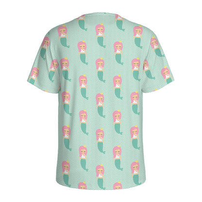 Cute Mermaid Pattern Print Men's Sports T-Shirt