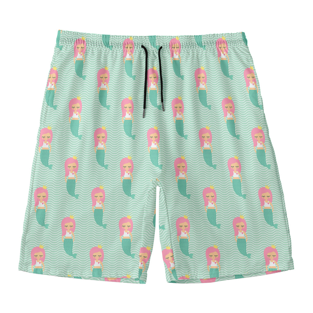Cute Mermaid Pattern Print Men's Swim Trunks