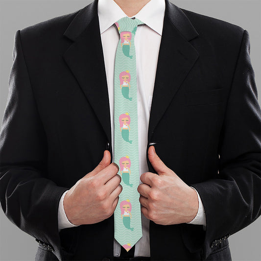 Cute Mermaid Pattern Print Necktie