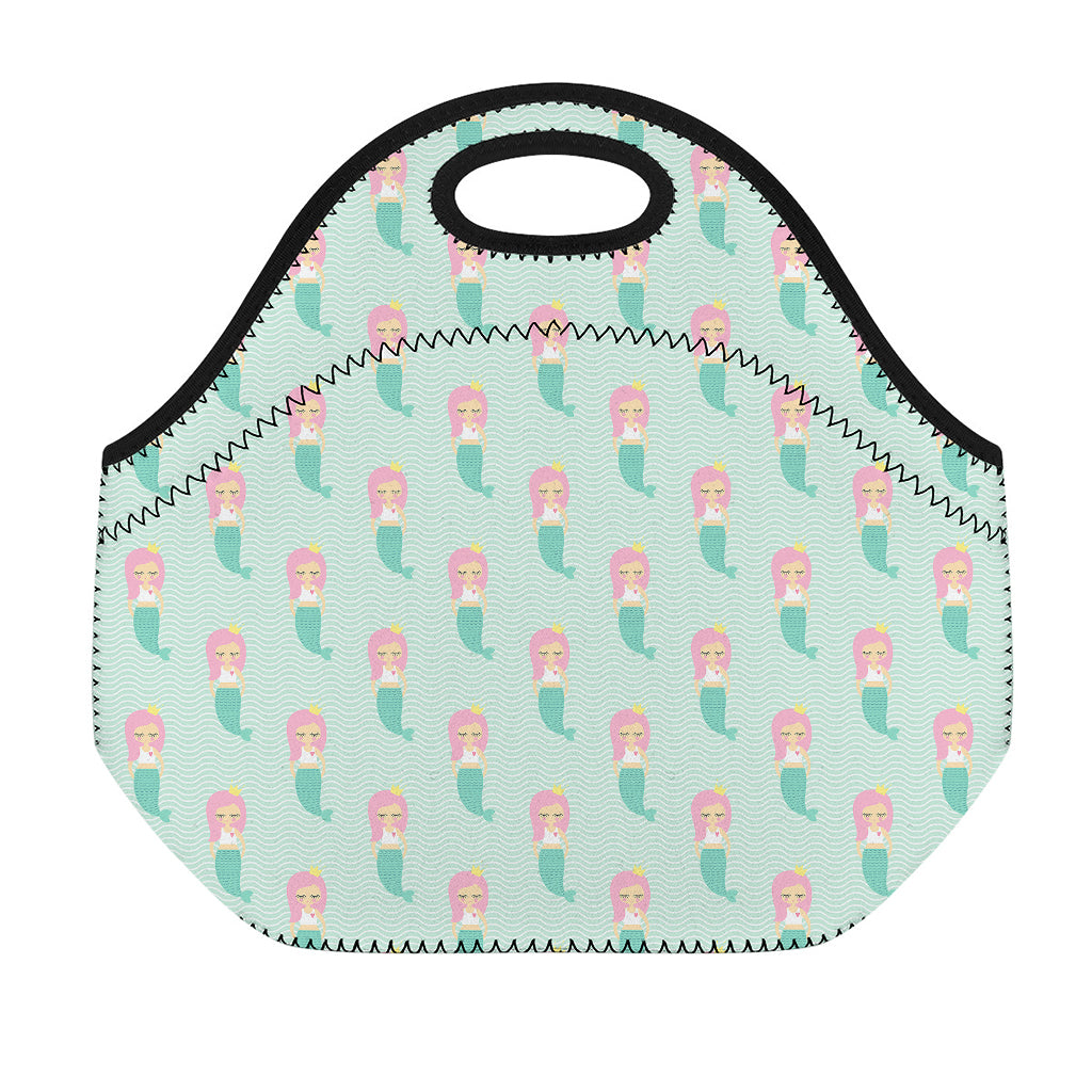 Cute Mermaid Pattern Print Neoprene Lunch Bag