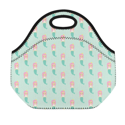 Cute Mermaid Pattern Print Neoprene Lunch Bag