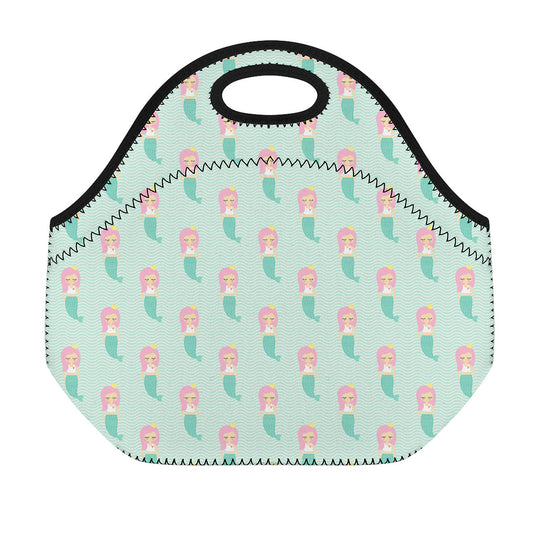 Cute Mermaid Pattern Print Neoprene Lunch Bag