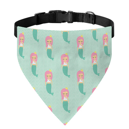 Cute Mermaid Pattern Print Over The Collar Dog Bandana