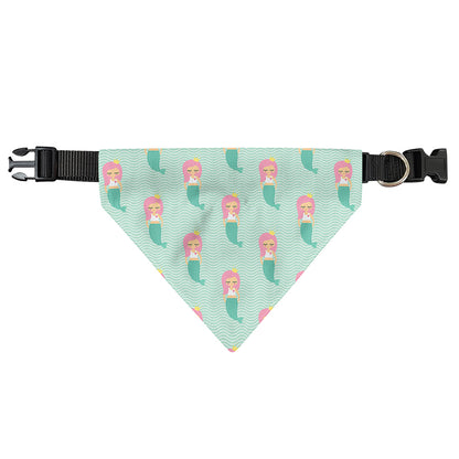 Cute Mermaid Pattern Print Over The Collar Dog Bandana