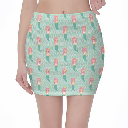 Cute Mermaid Pattern Print Pencil Mini Skirt