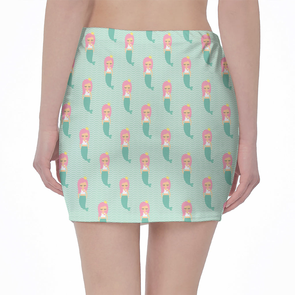 Cute Mermaid Pattern Print Pencil Mini Skirt