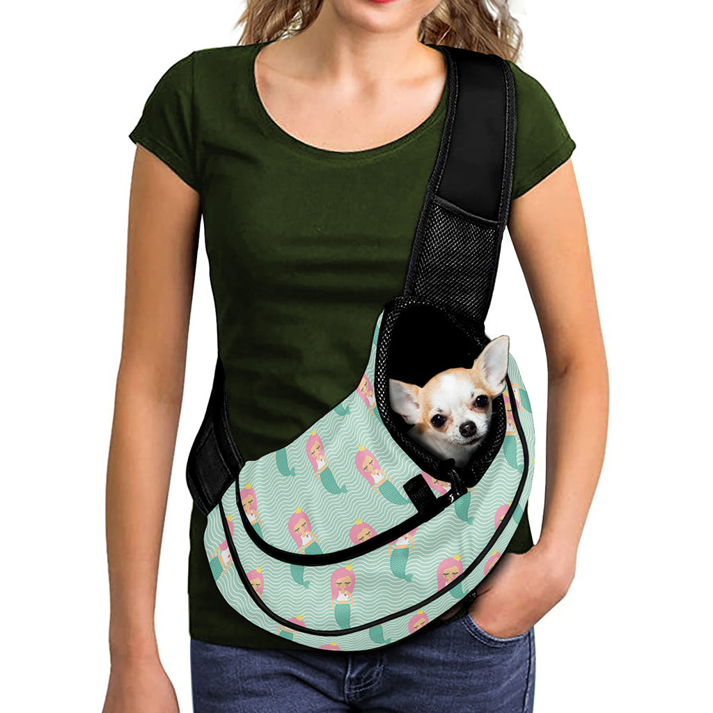 Cute Mermaid Pattern Print Pet Sling Carrier