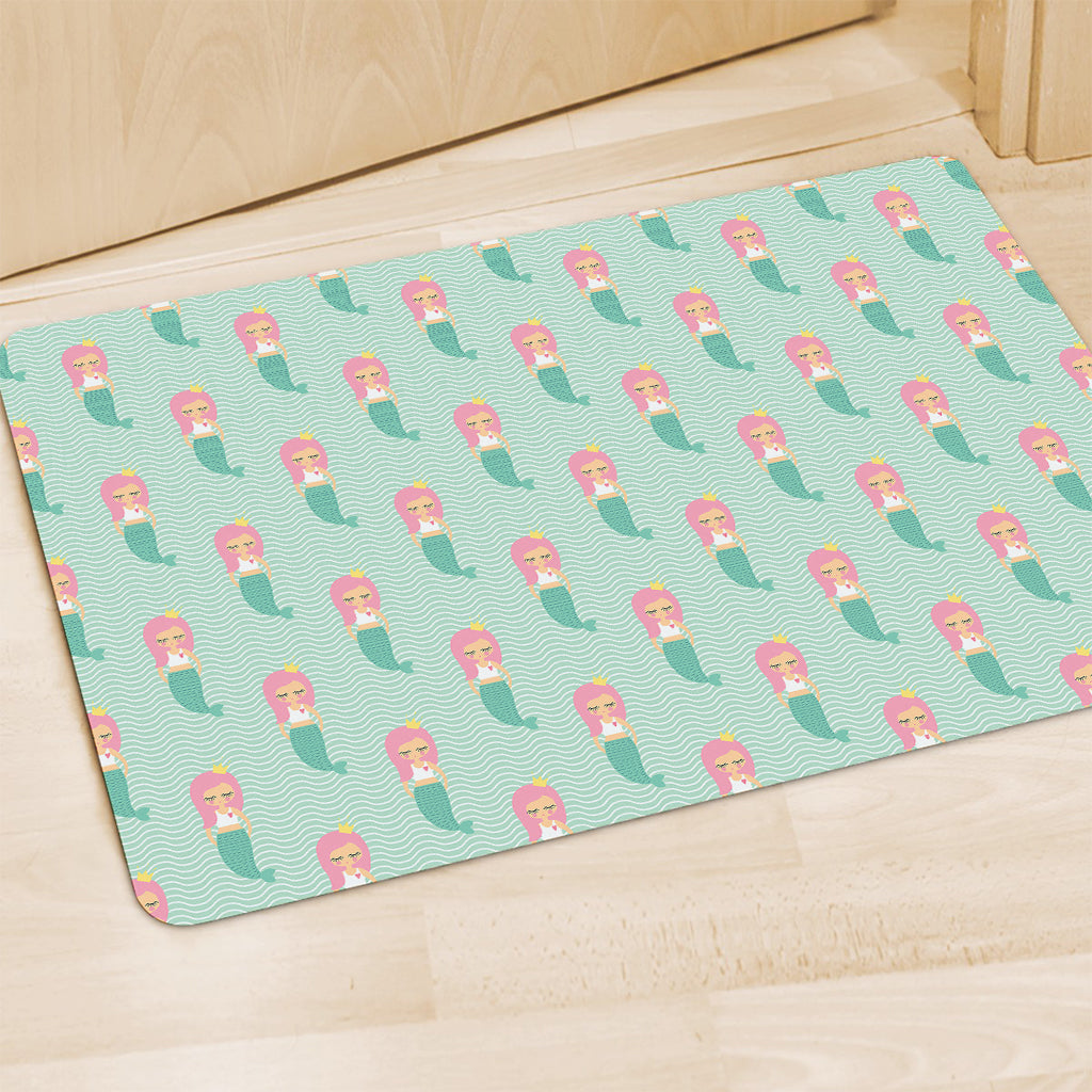 Cute Mermaid Pattern Print Polyester Doormat