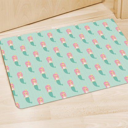 Cute Mermaid Pattern Print Polyester Doormat