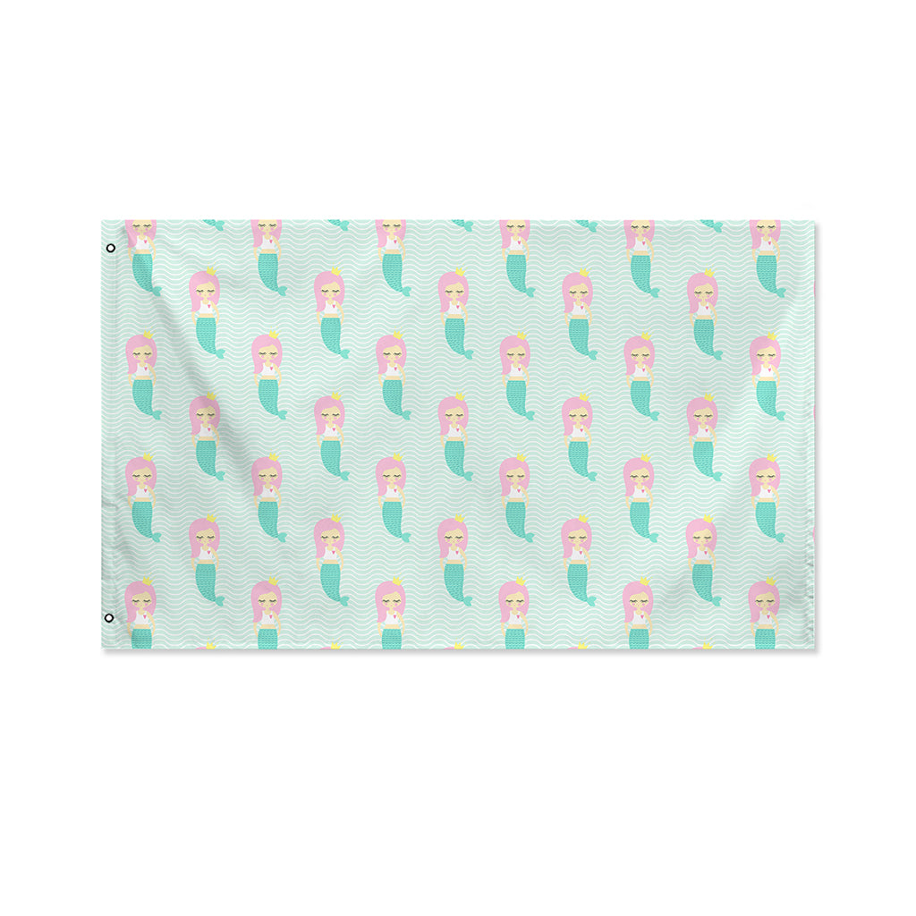 Cute Mermaid Pattern Print Polyester Flag