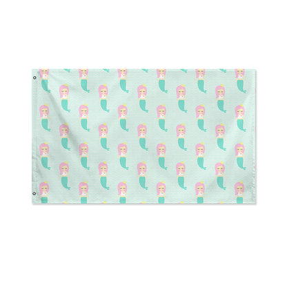 Cute Mermaid Pattern Print Polyester Flag