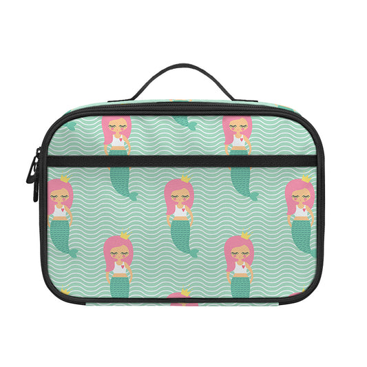 Cute Mermaid Pattern Print Portable Lunch Bag