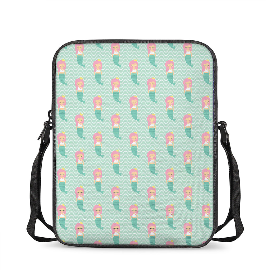Cute Mermaid Pattern Print Rectangular Crossbody Bag