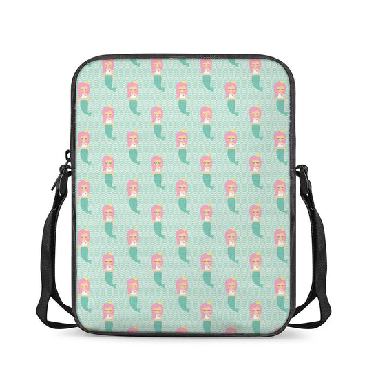Cute Mermaid Pattern Print Rectangular Crossbody Bag