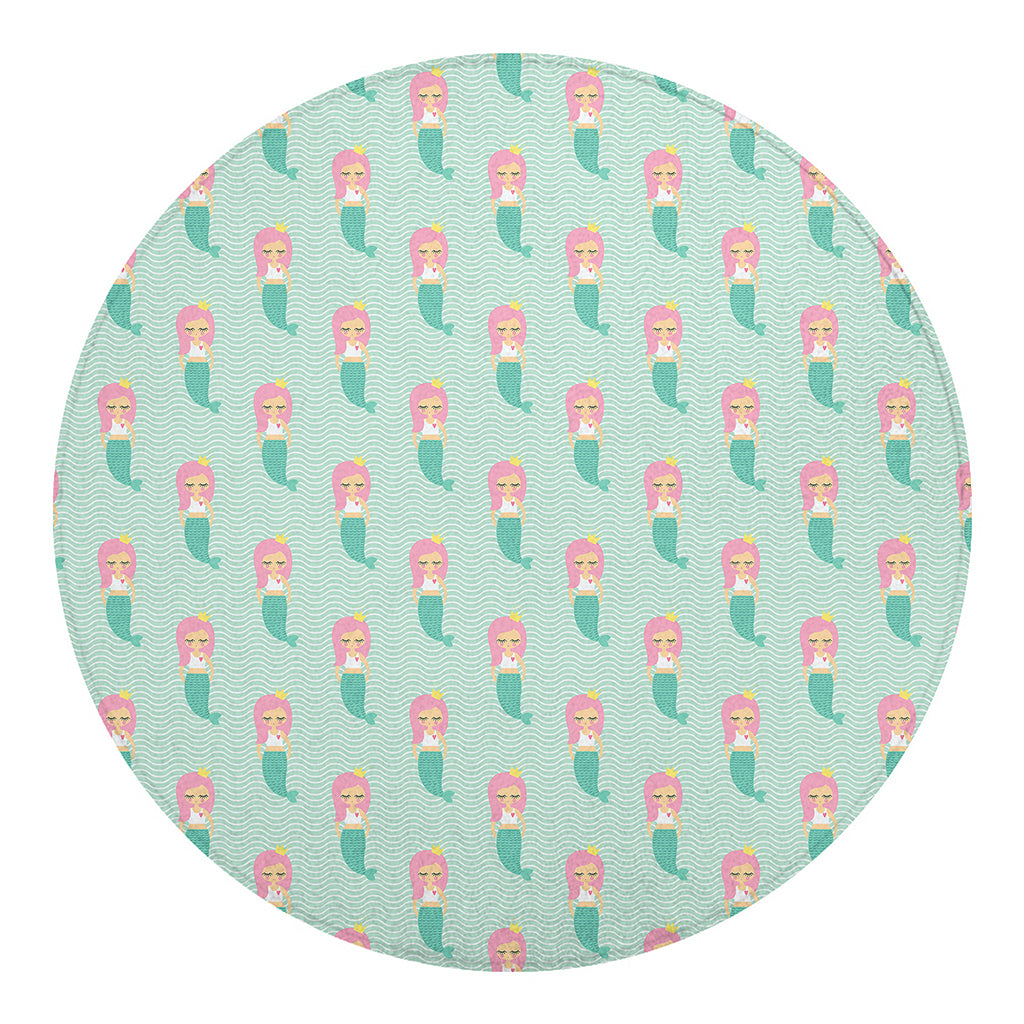 Cute Mermaid Pattern Print Round Blanket