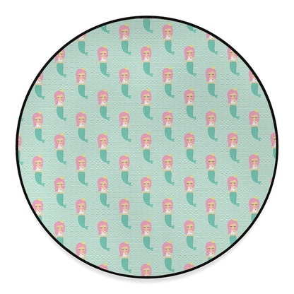 Cute Mermaid Pattern Print Round Floor Mat