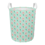 Cute Mermaid Pattern Print Round Laundry Basket