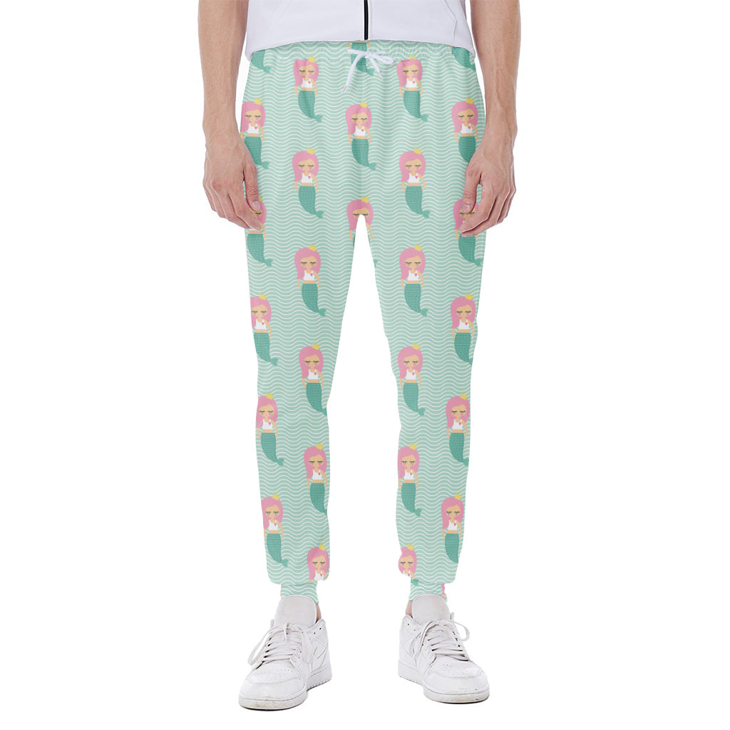 Cute Mermaid Pattern Print Scuba Joggers