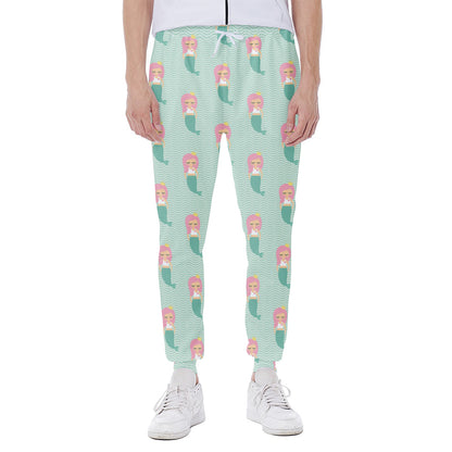 Cute Mermaid Pattern Print Scuba Joggers