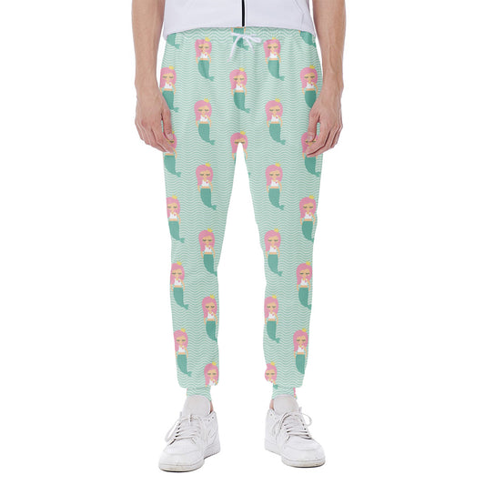 Cute Mermaid Pattern Print Scuba Joggers