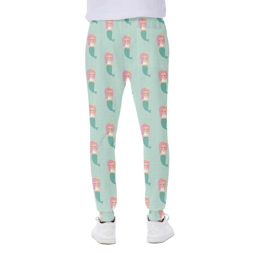 Cute Mermaid Pattern Print Scuba Joggers