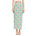 Cute Mermaid Pattern Print Side Slit Maxi Skirt
