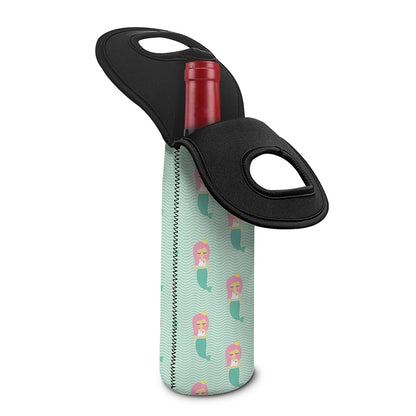 Cute Mermaid Pattern Print Single Neoprene Wine Tote