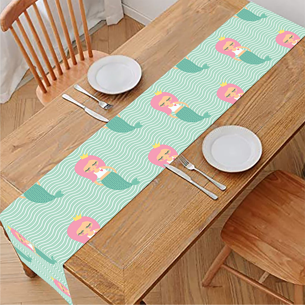 Cute Mermaid Pattern Print Table Runner