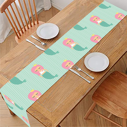 Cute Mermaid Pattern Print Table Runner