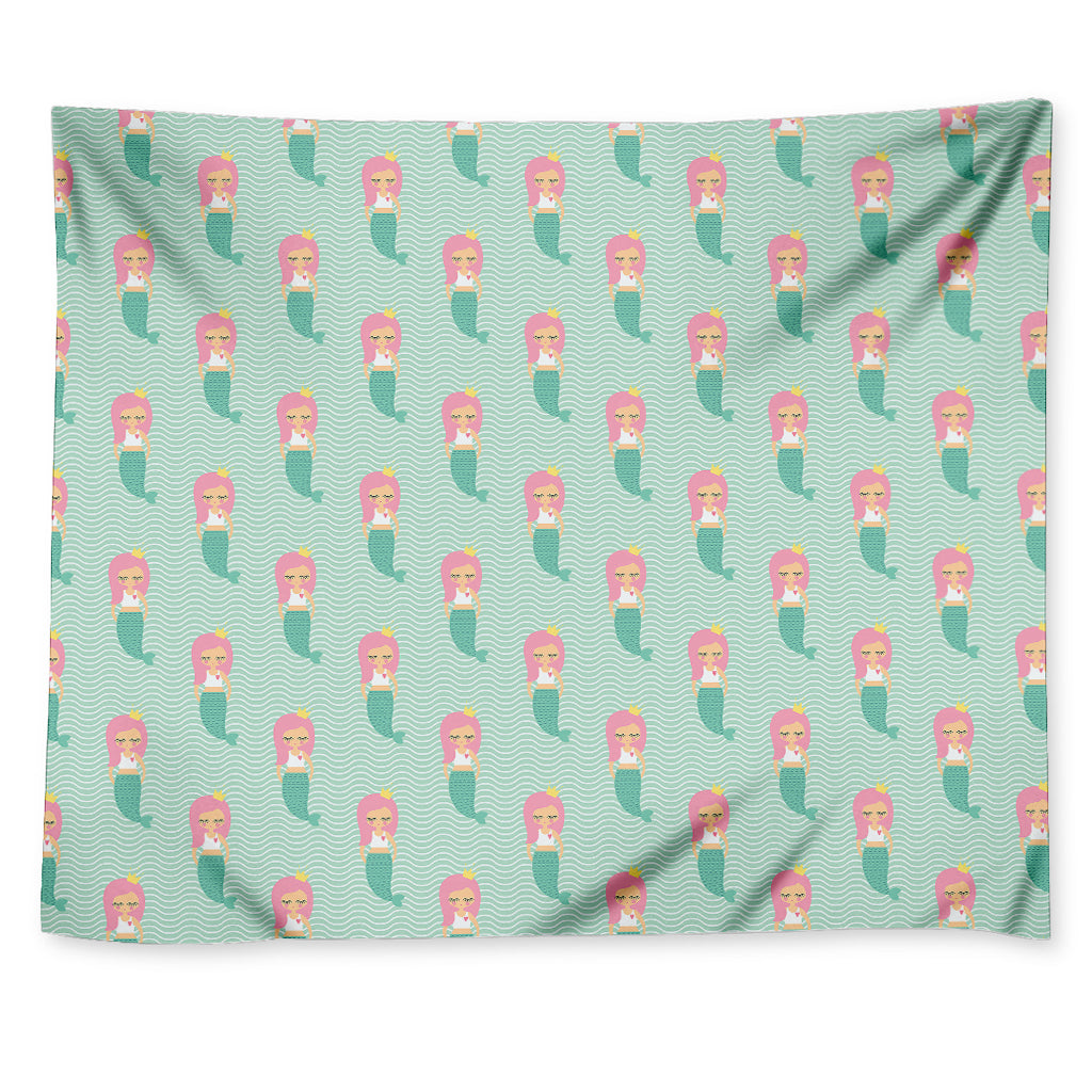 Cute Mermaid Pattern Print Tapestry