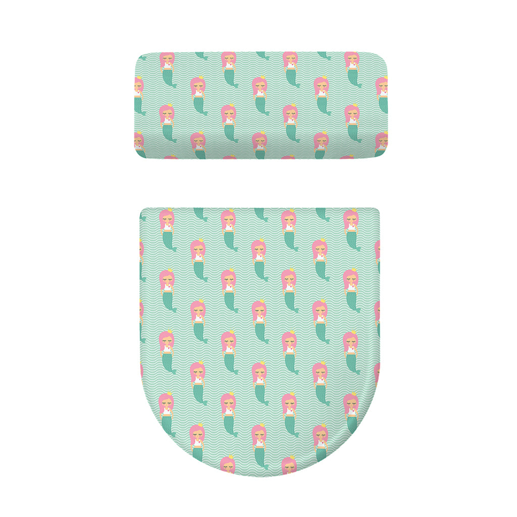 Cute Mermaid Pattern Print Toilet Lid And Tank Cover Set