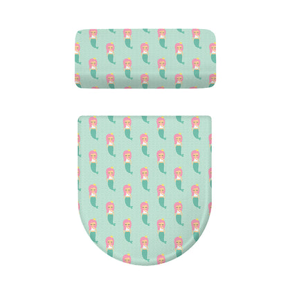 Cute Mermaid Pattern Print Toilet Lid And Tank Cover Set