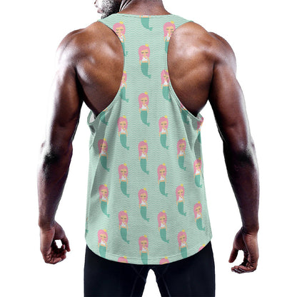 Cute Mermaid Pattern Print Training Tank Top