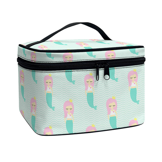 Cute Mermaid Pattern Print Travel Makeup Bag