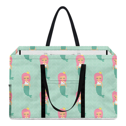 Cute Mermaid Pattern Print Utility Tote Bag