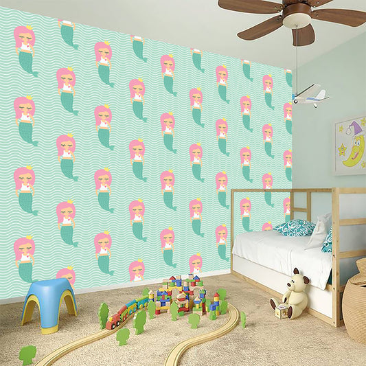 Cute Mermaid Pattern Print Wall Sticker