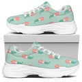 Cute Mermaid Pattern Print White Chunky Shoes