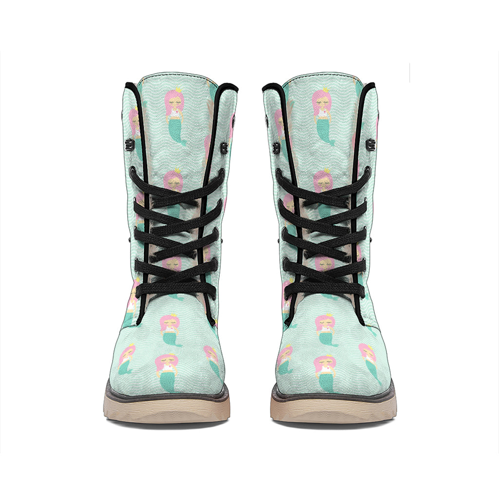 Cute Mermaid Pattern Print Winter Boots