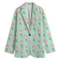 Cute Mermaid Pattern Print Women's Cotton Blazer