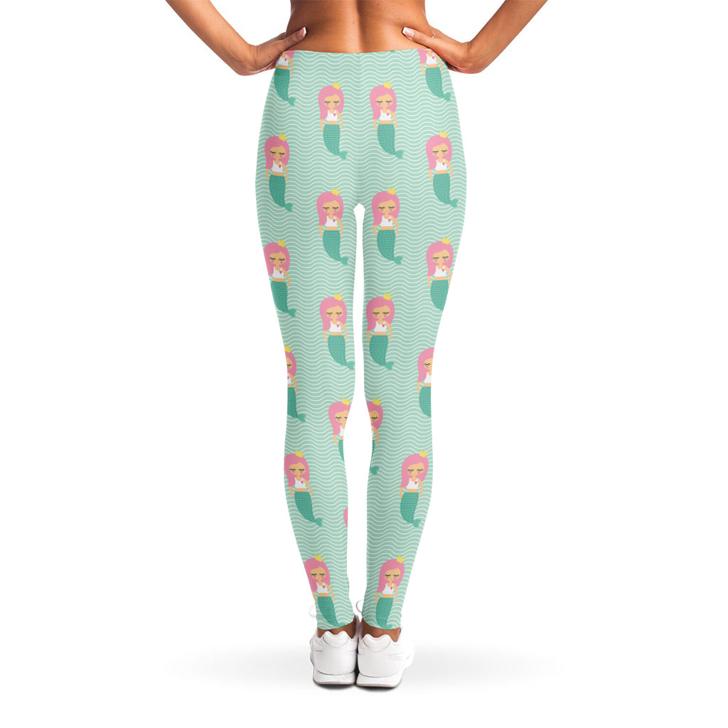 Cute Mermaid Pattern Print Women's Leggings